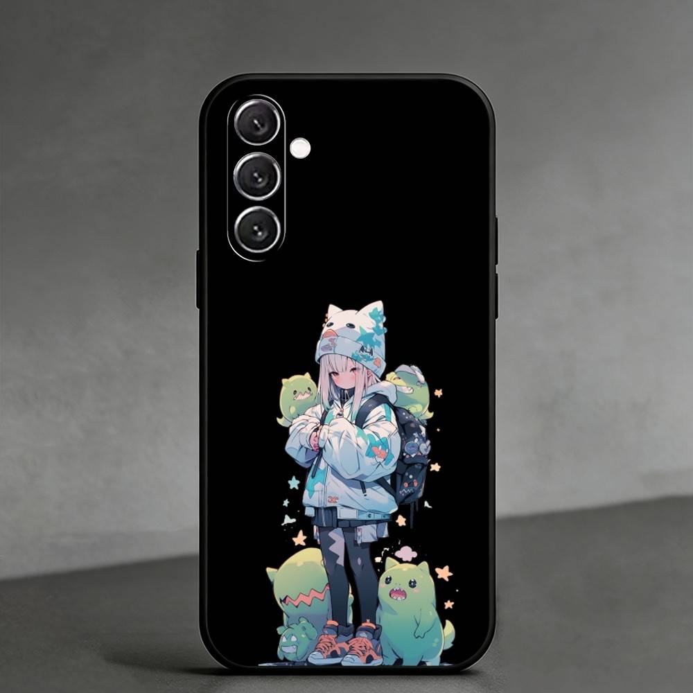 

Q-Q version of little girl Phone Case For Samsung Galaxy A91,80,73,72 ,71,53,52,32 ,31,22,21s,20,Soft Black Case Samsung a72