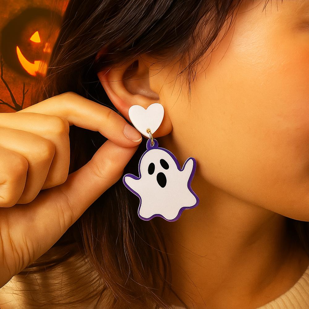 Heart Cute Ghost Ear Studs Spider Pumpkin Dangle Earrings Creative Halloween Earrings  Party