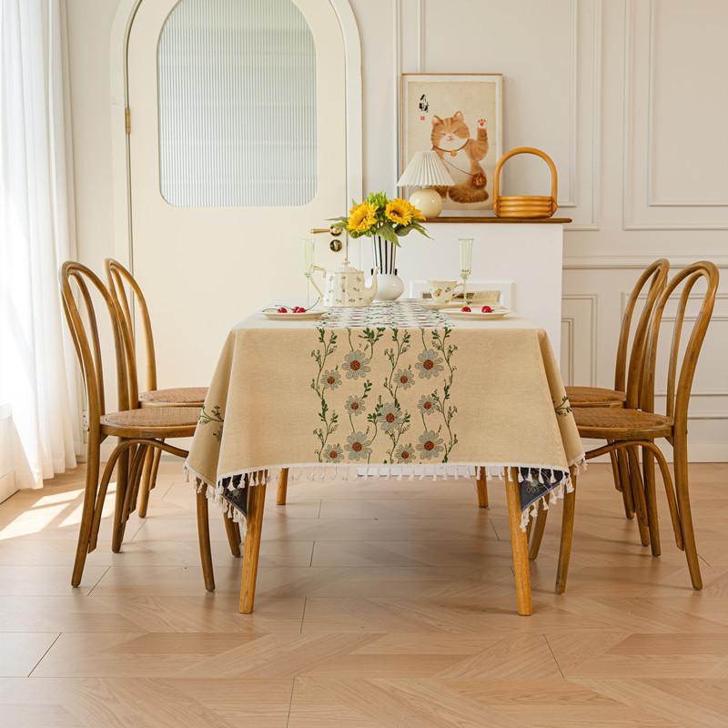 Pastoral Woven Jacquard Flower Fringed Tablecloth Rectangular Coffee Table Tablecloth Dining Table Cloth