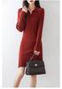 Women's Polo Neck Wool Sweater Dress - Slim Fit, Knee-Length, Ideal as Base Layer for Autumn/Winter Coats