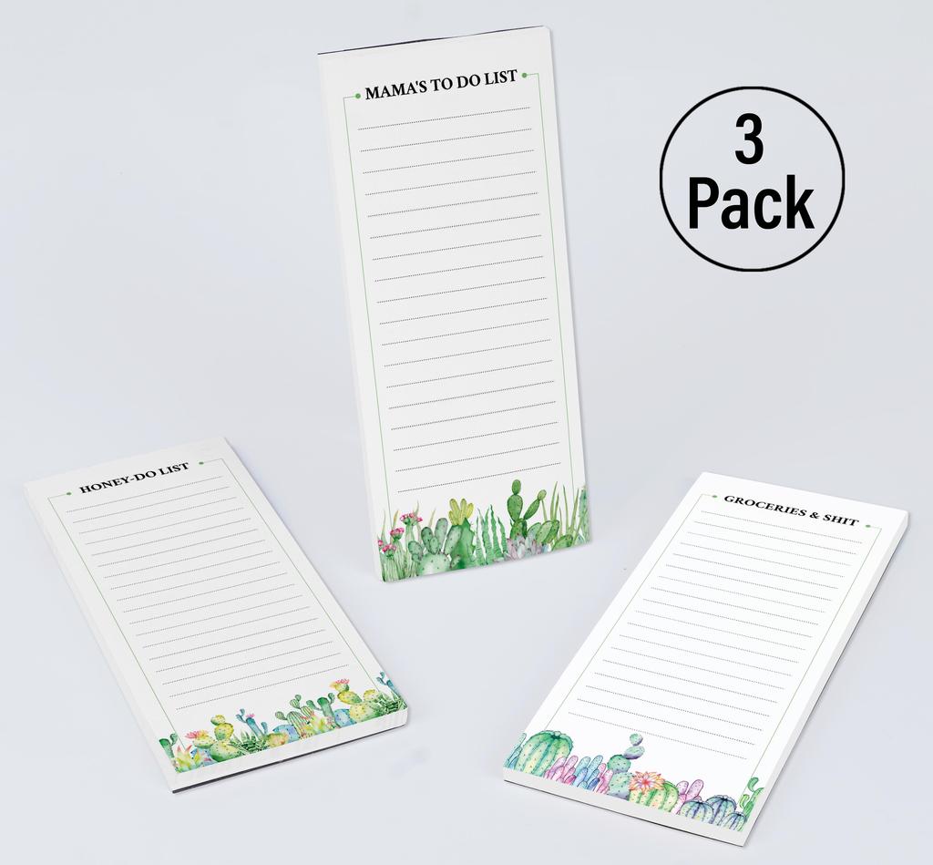 Inkdotpot Pack of 3 Magnetic Fridge To-Do List Notepads- Magnetic Memo Pads For Refrigerator- (50 Sheets