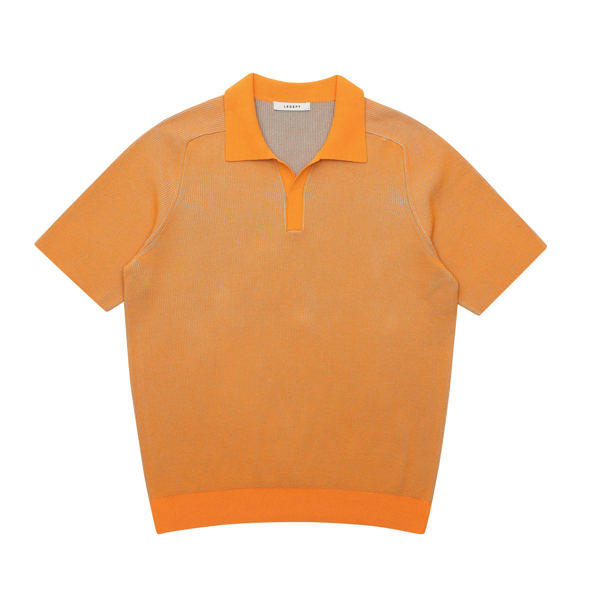 Le Dept Two-Tone Open Collar Raglan Pullover [Orange] Orange/S