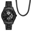 Armani Exchange Quartz Black Dial Men S Watch And Chain Necklace Set ax7160Set