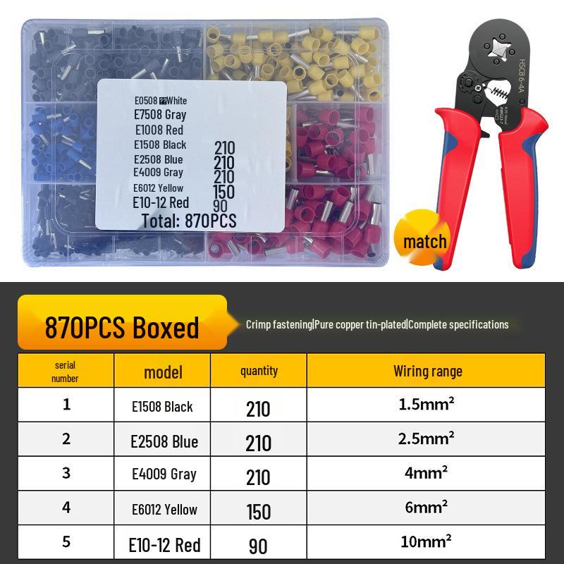 HSC8 6-4 Insulated Tubular Terminal Crimping Pliers Set