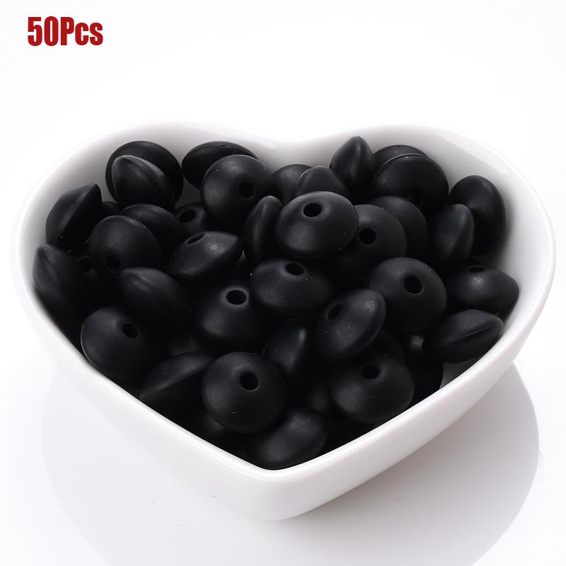 50pcs/lot 12mm Silicone Spacer Beads for DIY Charms Newborn Nursing Accessories Necklace Pacifier Chain Teething Toy BPA Free