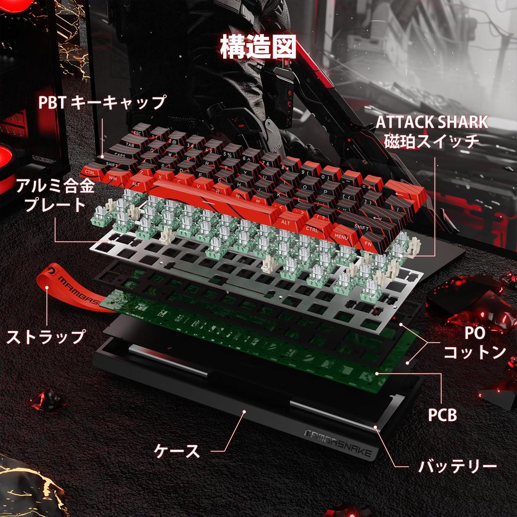 MAMBASNAKE X60HE Rapid Trigger Gaming RT Magnetic 8000Hz Polling Wireless HE SnapKeys No Dead RGB PBT Keycaps for 8K Coiled Cable Official Direct
