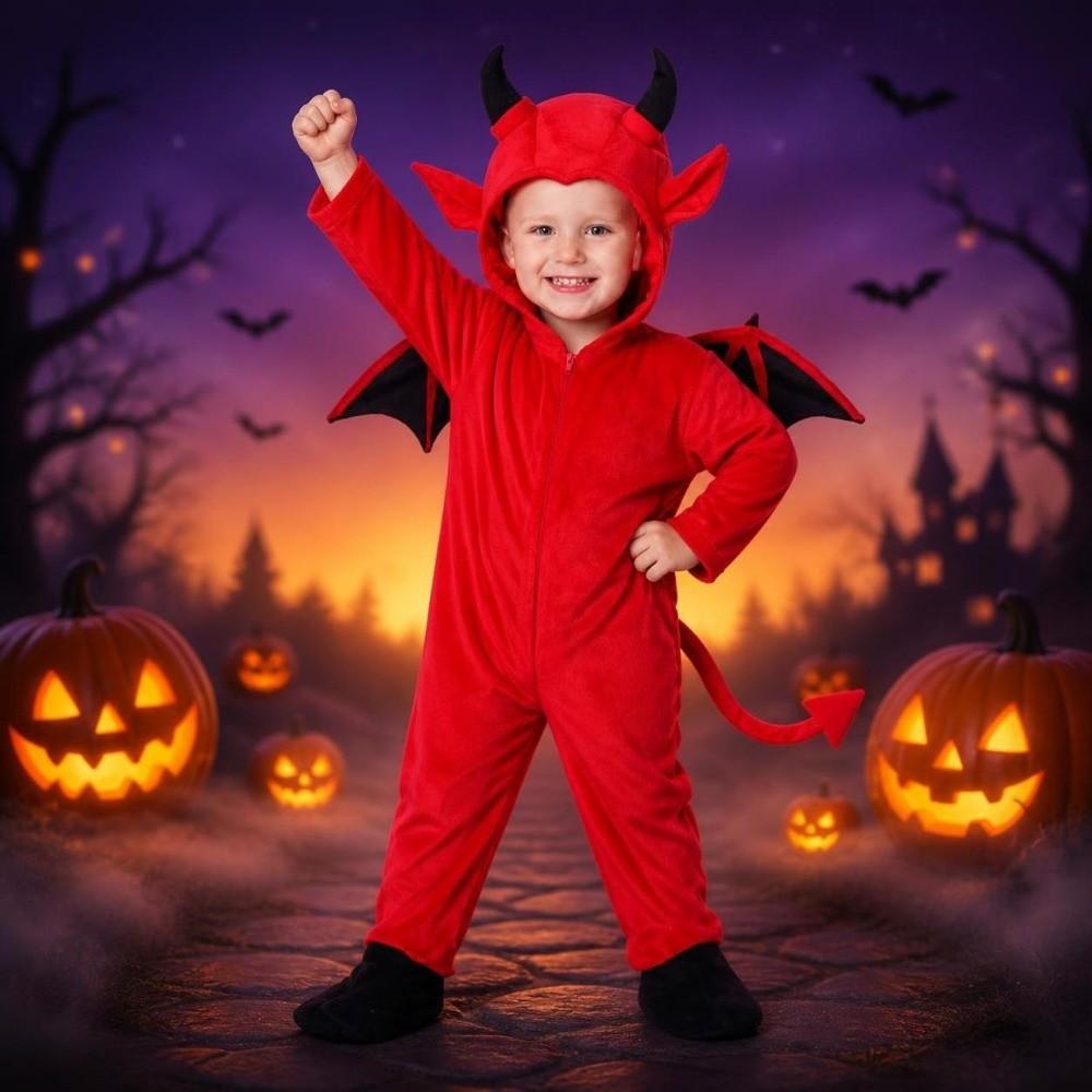 Bat Wings Halloween Bat Bodysuit Devil Horn Kids Cosplay Costume Performance Property