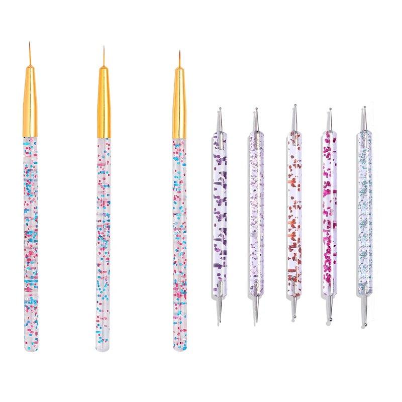 5/20Pcs Nail Art Brush Design Tip Painting Drawing Carving Dotting Pen Professional Nail Brushes Set Nail Art Manicure Tools