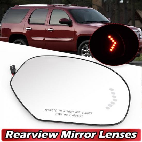 Passenger Side Mirror Glass For 07-13 Chevy GMC Yukon Heated Turn Signal Arrow