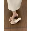 Gentle bow with square head open-toed slippers for women's summer wear with skirts French beautiful fashion sandals for women