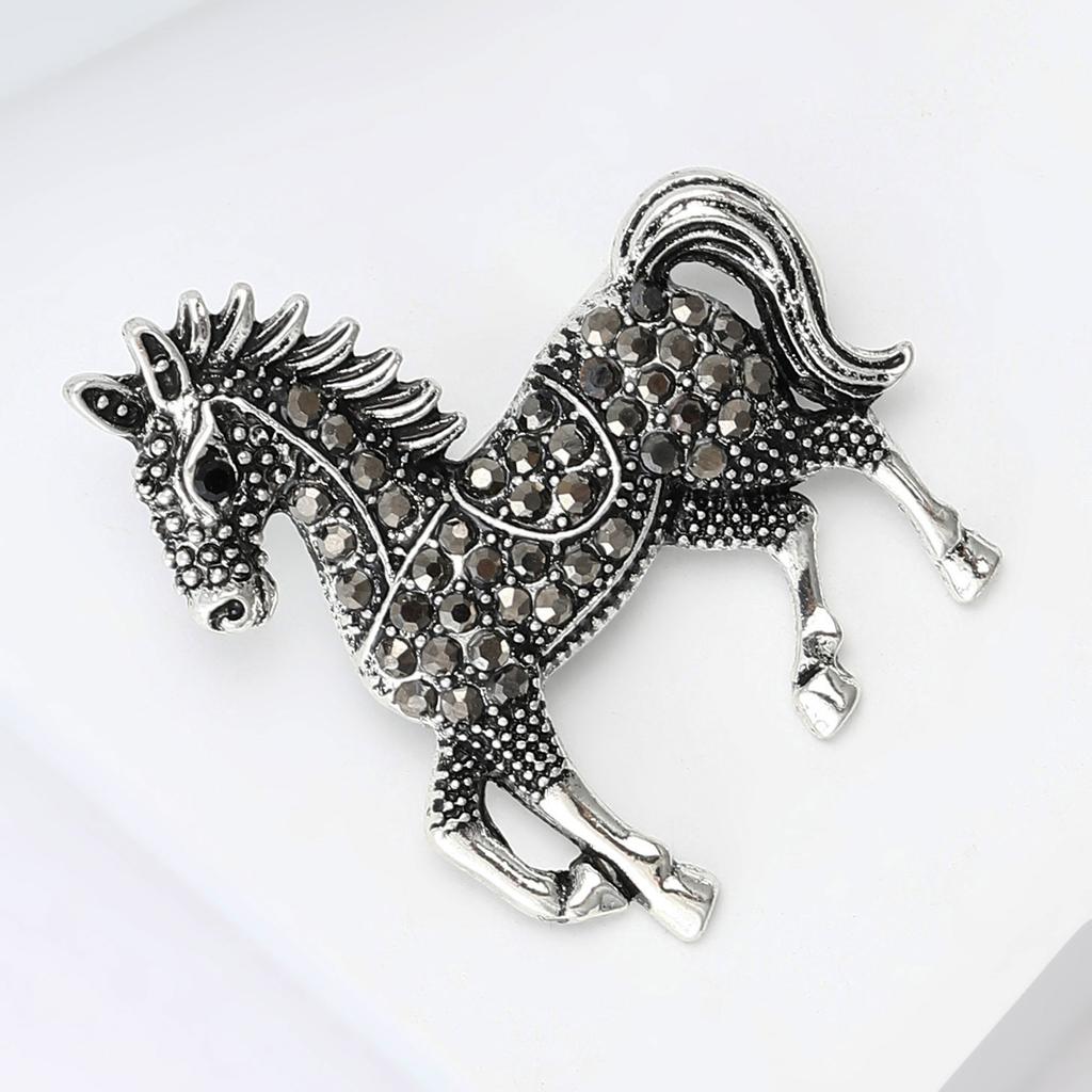 Vintage Rhinestone Horse Brooch for Women Animal Banquets Pins Party Accessories