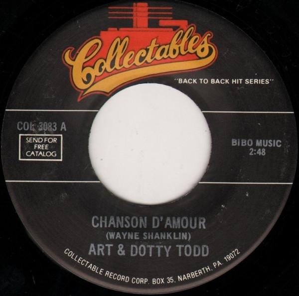 7inch Record ART & DOTTY TODD / JOHNNY CRAWFORD - Chanson D'Amour / Cindy's Birthday COL3083 Collectables US Rock Used