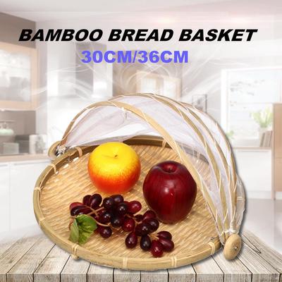 Bambus-Brotkorb, Aufbewahrung, Präsentationskorb, Abdeckung, Netz, staubdicht, für Geschirr, Obst, Tablett
