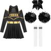 Complete Cheerleading Halloween & Performance Outfit for Women S-XXL: Cutout Dress with Accessories (Bow, Socks, Flowers)