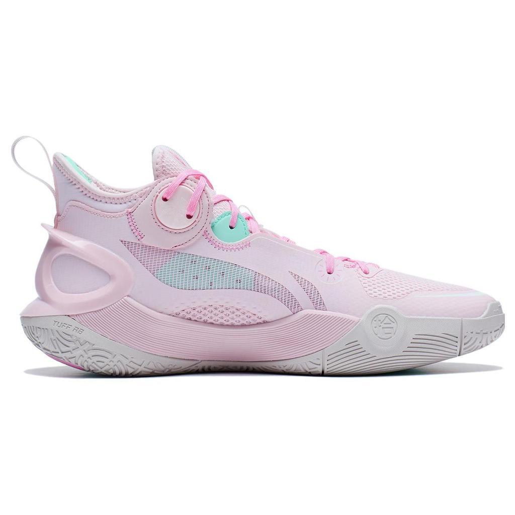 Li Ning SONIC 10 Textile, Artificial Leather Cushioning Slip Resistant Mid top Basketball Shoes Unisex Primrose Pink ABAS069-51