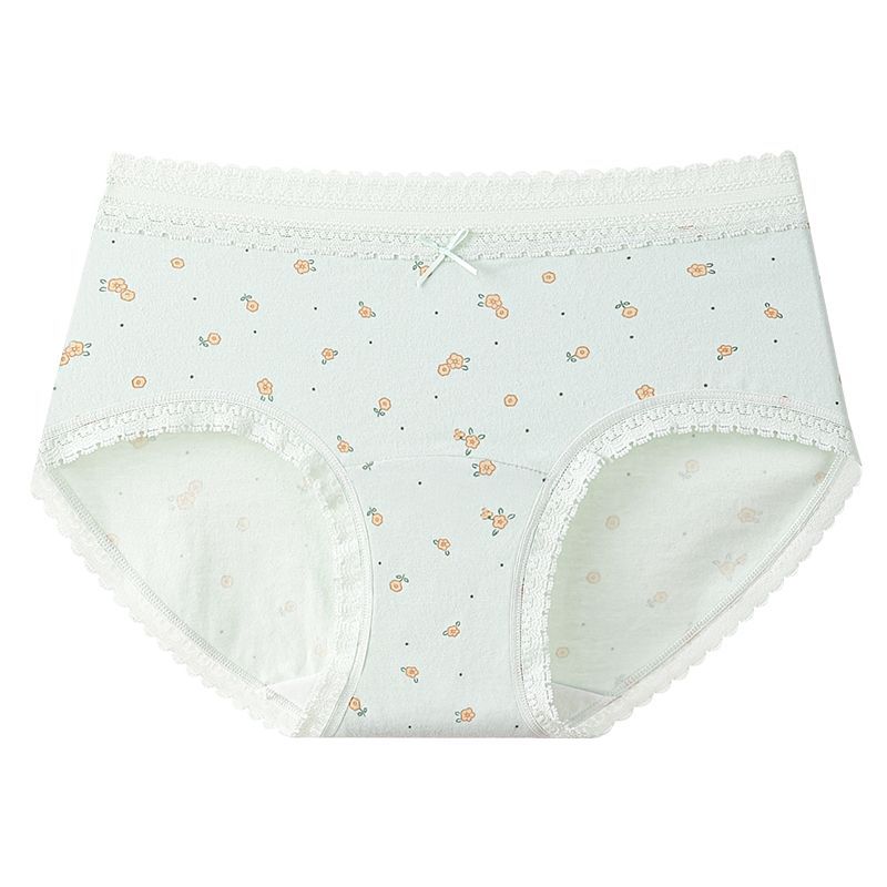 Girl Spring and Autumn Sweet Lace Edge High Play 10A Antibacterial Crotch Waist Triangle Briefs