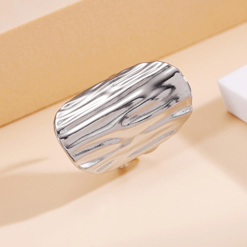 Stainless Steel Open Rings For Women Vintage Wide Irregular Geometric Texture Index Finger Rings Party Jewelry Gifts