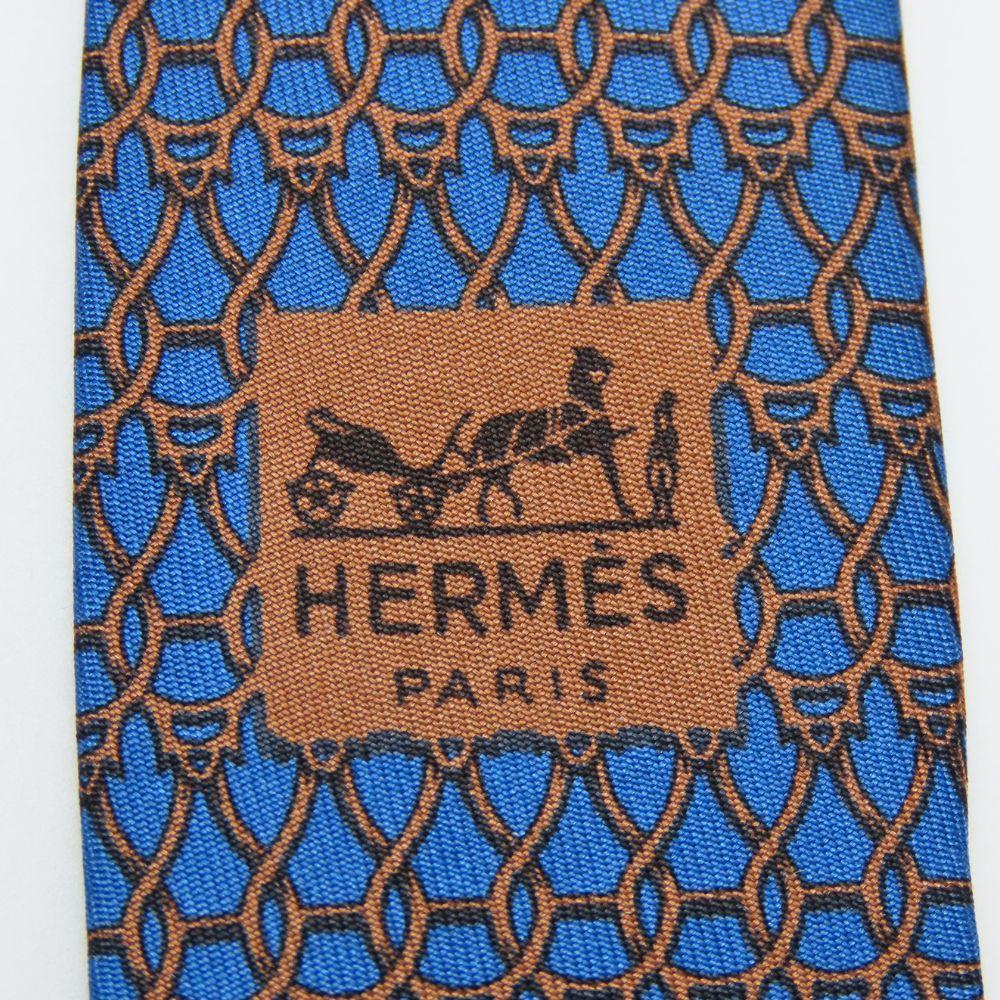 Used HERMES tie Toyota limited edition silk Blue Brown suit