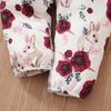 2022 Girls' Long Sleeve Top & Floral Overalls Three-Piece Set - Korean Spring/Autumn Style