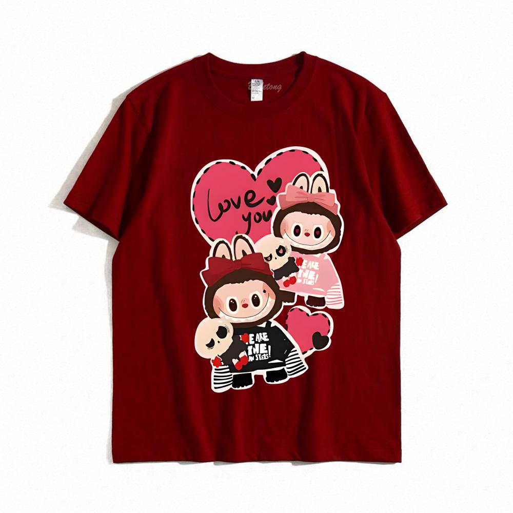 

LABUBU T-shirt High Quality Printing Punk Tshirts Sleeve Male Summer T Shirt Gothic Unisex Streetwear 100%Cotton O-neck Tops XS（old） красный