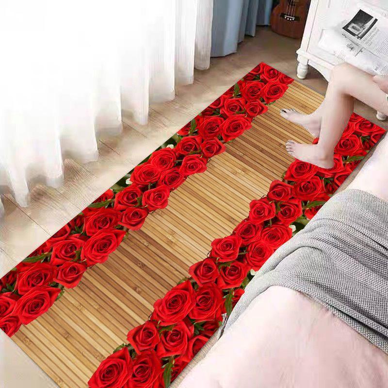 Bettvorleger Schlafzimmerteppich Blumenlandschaft Bettvorleger Bodenteppich Zimmer Langer Teppich Couchtischteppich