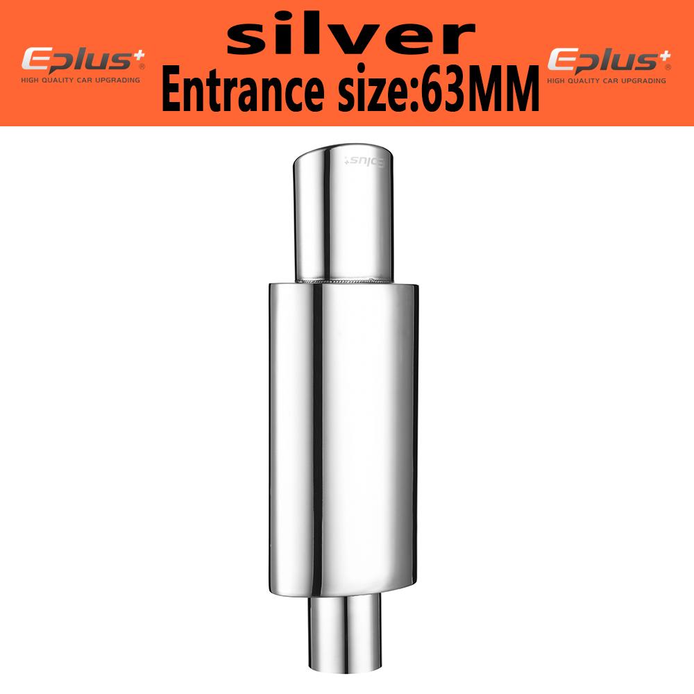 

Car Exhaust Pipe Muffler Tail Universal Oval Stainless 51 57 63mm Blue Silver Exhaust System Mufflers Sports Car Sound Straight silver 63MM