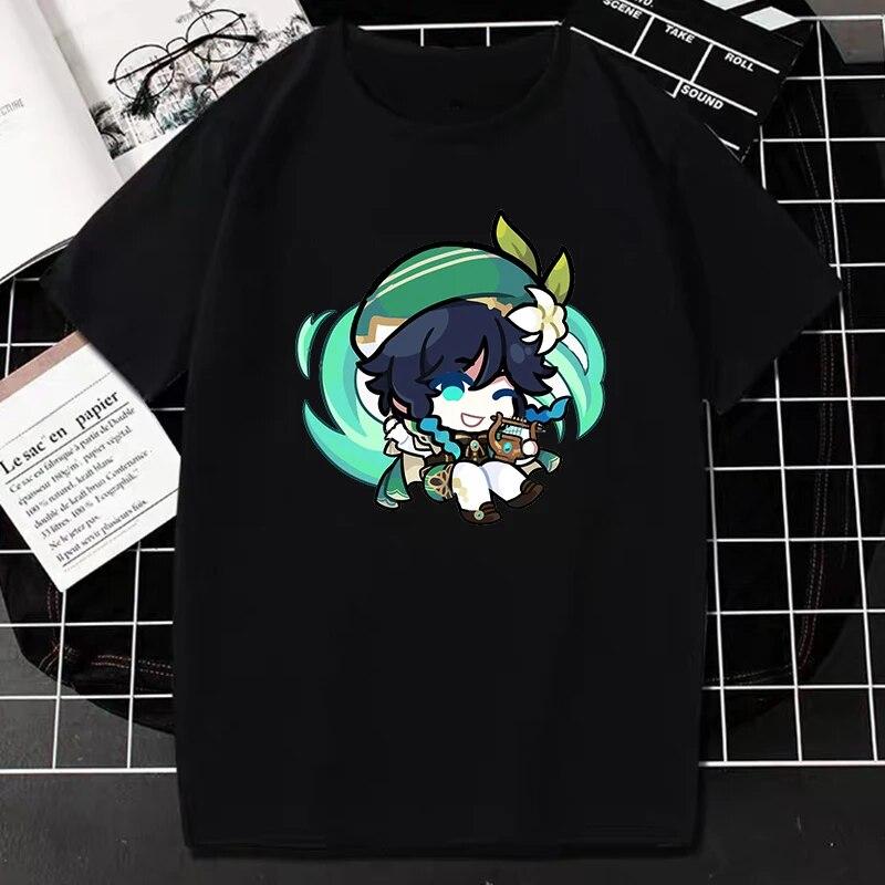 Nuovo Gioco Genshin Impact T-Shirt Donna Unisex Kawaii Top Classici Giochi Personaggio Stampa Grafica Top Harajuku Cartone Animato Streetwear Maglietta