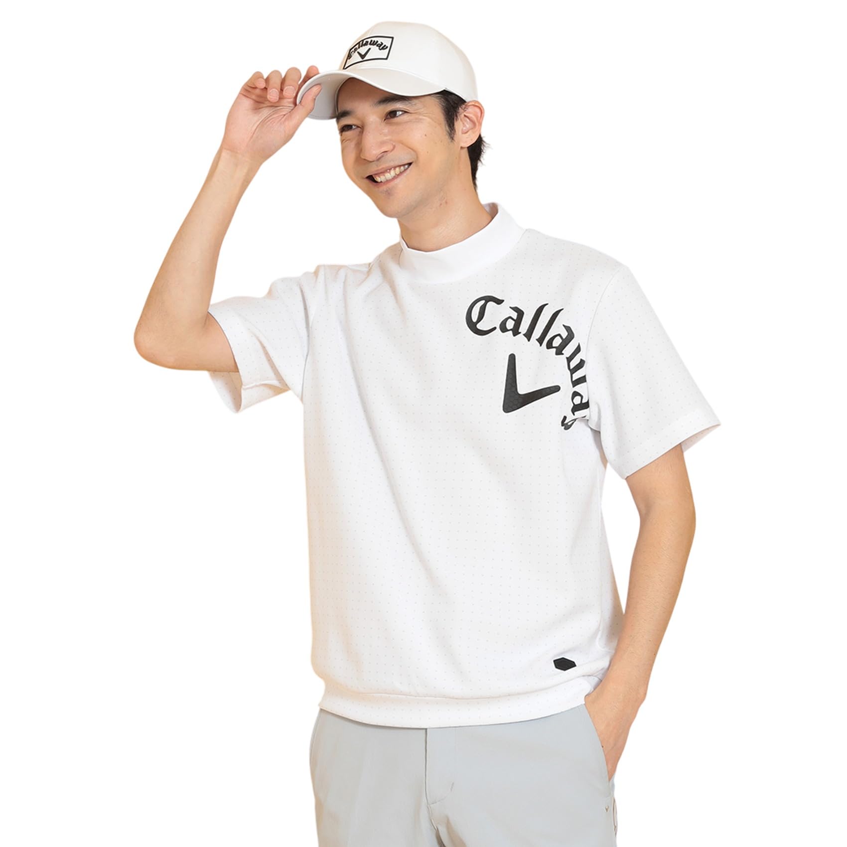 

Callaway Толстовка с коротким рукавом и воротником-стойкой для гольфа C25117102 M Мужская (Точечная печать) / / 1030_Белый