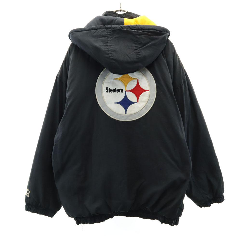 STARTER 90s NFL Old Long Sleeve Nylon Jacket XL Black Series Hood Men's Used