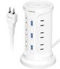 Régua de Tomada Tower NVEESHOX com Saída USB, 2m, 12 Tomadas AC, 3 Portas USB, Proteção contra Surtos, Suporte de Montagem, Design de 3 Camadas, Pacote Múltiplo, Montagem na Parede
