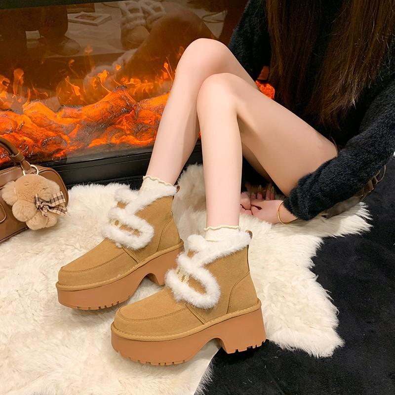 Women's soft elastic winter warm cold padded snow boots thick bottom non-slip wear outdoor leisure sports cotton shoes