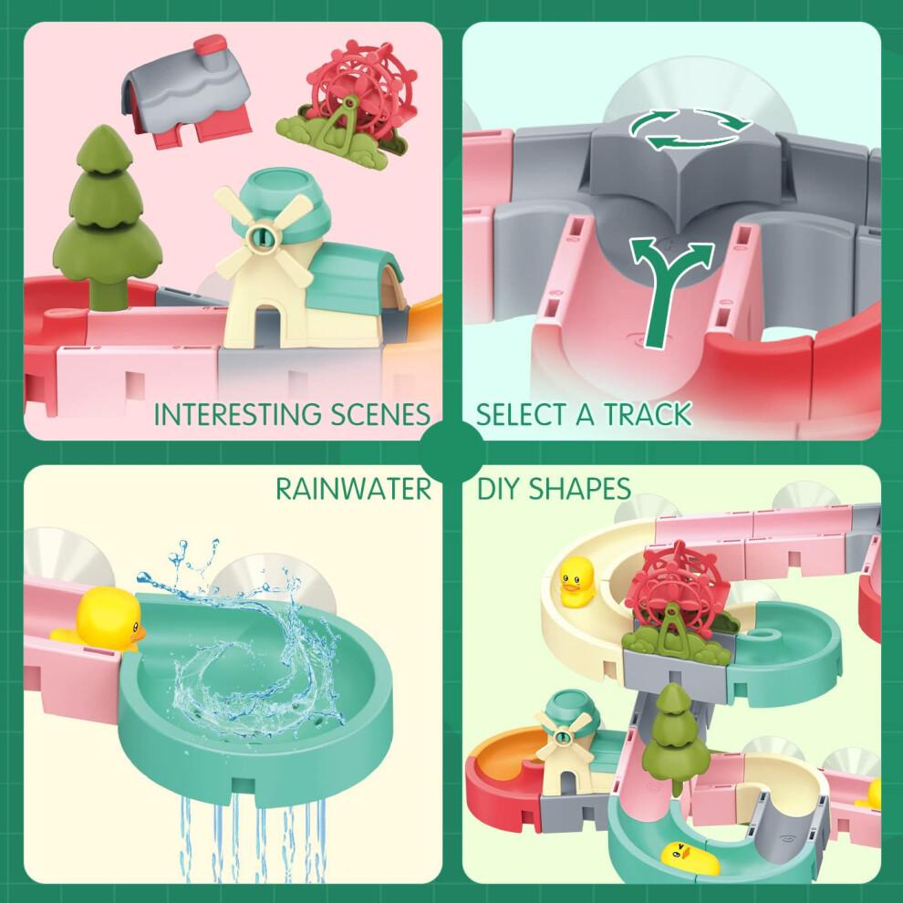 Bath Toys, Kids Bath DIY Track Balls Game Shower Watermill Slide Bathtub Water Toy for Toddlers, Educational Gift for 3-6 Year Olds Boys Girls, 62PCS