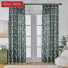 1PC Nuan Series Semi Blackout Curtain with Green Water Grass Pattern and Flowing Edge Curtain for Small Window Kitchen Bedroom Living Room Home Decor