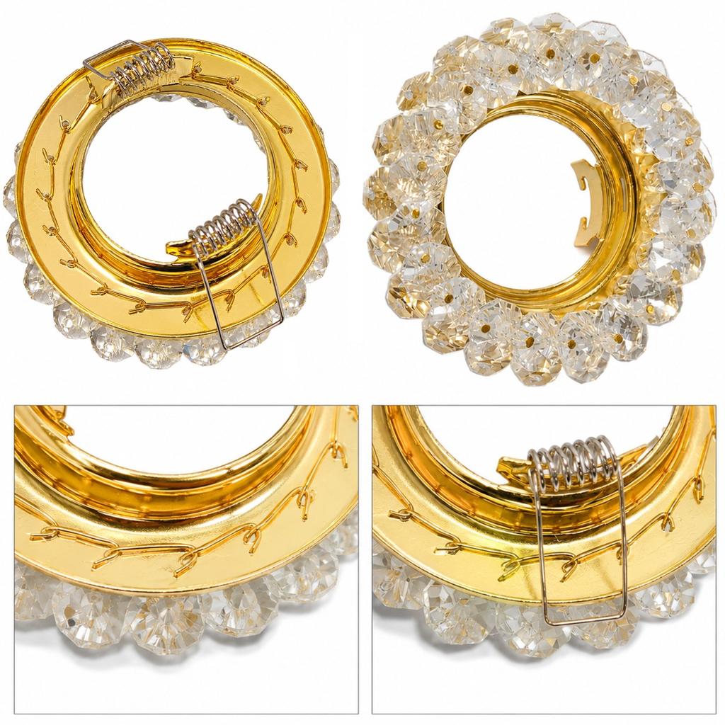 Gold Chrome Crystal Recessed Spotlight Mount Frame GU10/MR16 Lamp Holder Socket Spotlight Bracket Fitting Spot Lighting Fixture