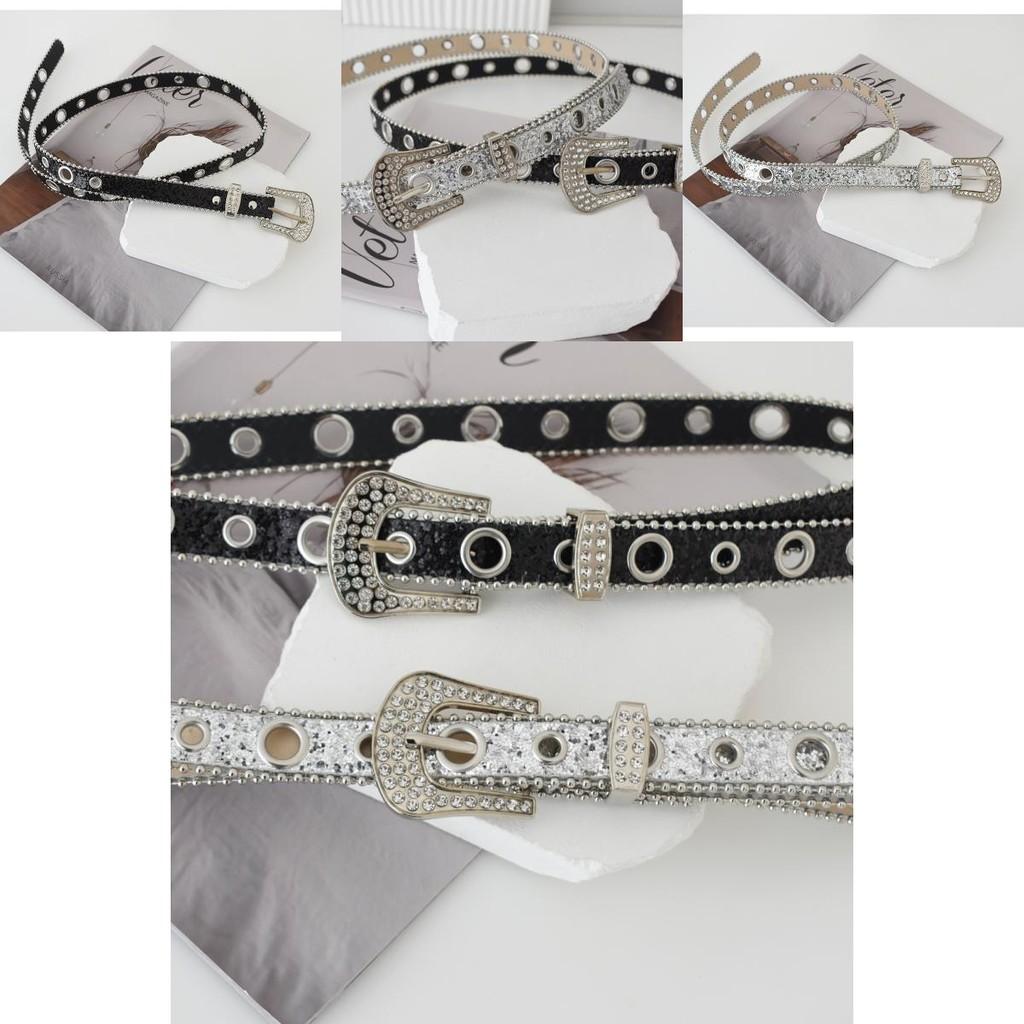 Glittering Rhinestone Women's Belt Stylish Pu Leather Waist Belt For Fashion Lovers