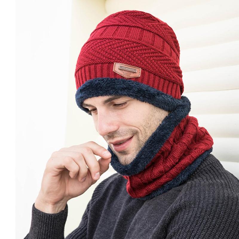 Winter Hats For Men Skullies Beanie Hat Winter Cap Men Women Wool Scarf Caps