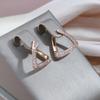 Kinel Vintage Geometric Rose Gold Color Clip Earrings For Women Natural Zircon Trendy Jewelry