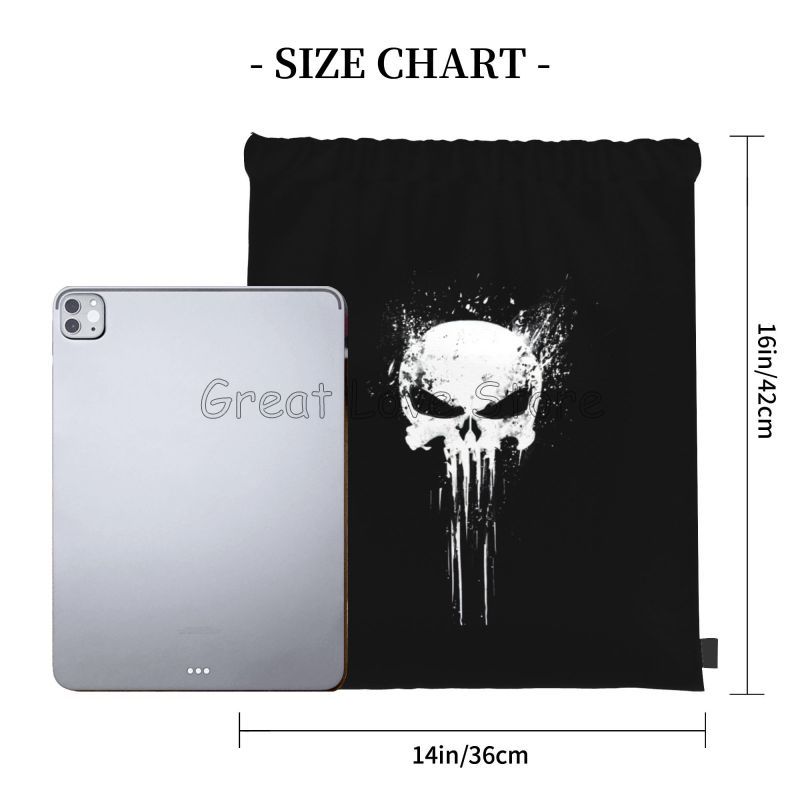 Custom Skeleton Skull Print Drawstring Backpack Bags Lightweight Foldable Gym Sports Sackpack Lightweight Training Sacks