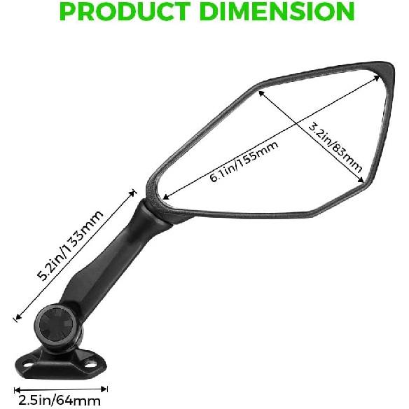 KEMIMOTO Ninja 300 Mirrors Compatible With Ninja 400 250 500 ZX6R EX300 ZX-6R Motorcycle Rear View Mirror