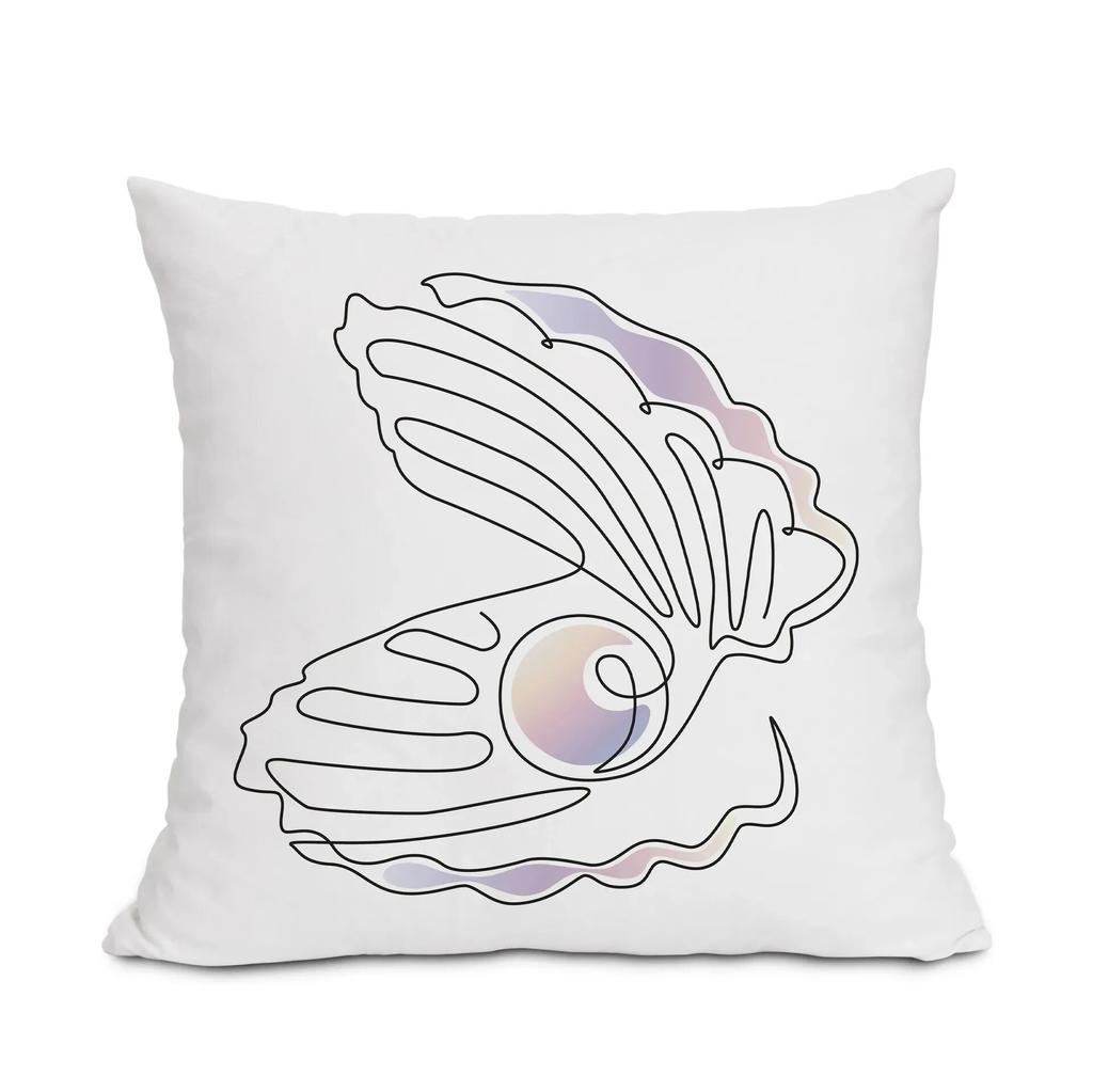 45x45cm Conch Shell Print Pillowcase Living Room Sofa Chair Cushion Cover Bedroom Room Home Decoration