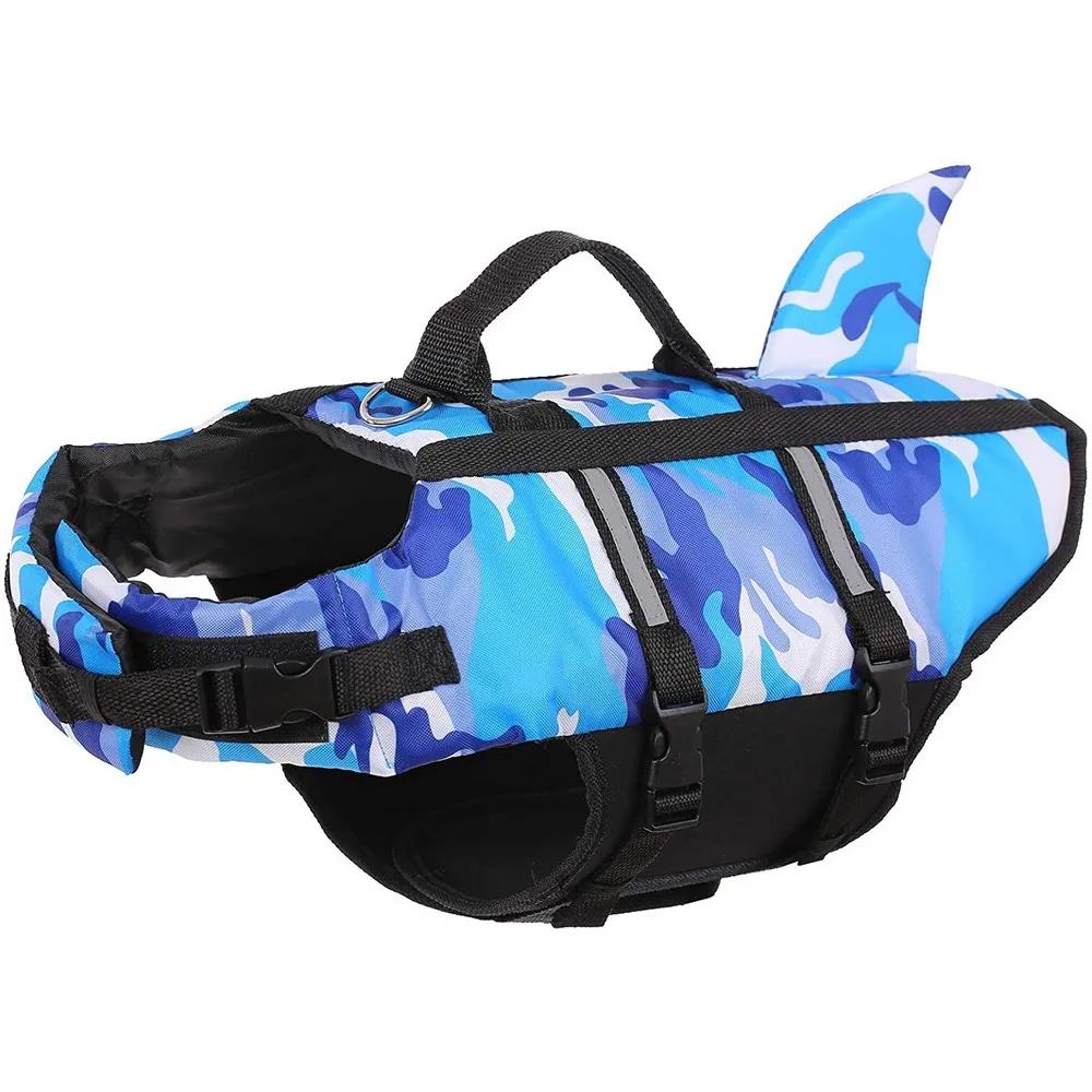 Camouflage Shark Dog Life Jacket Vest Summer Swimming Swimwear Pet Harness Collar Clothes for Dogs