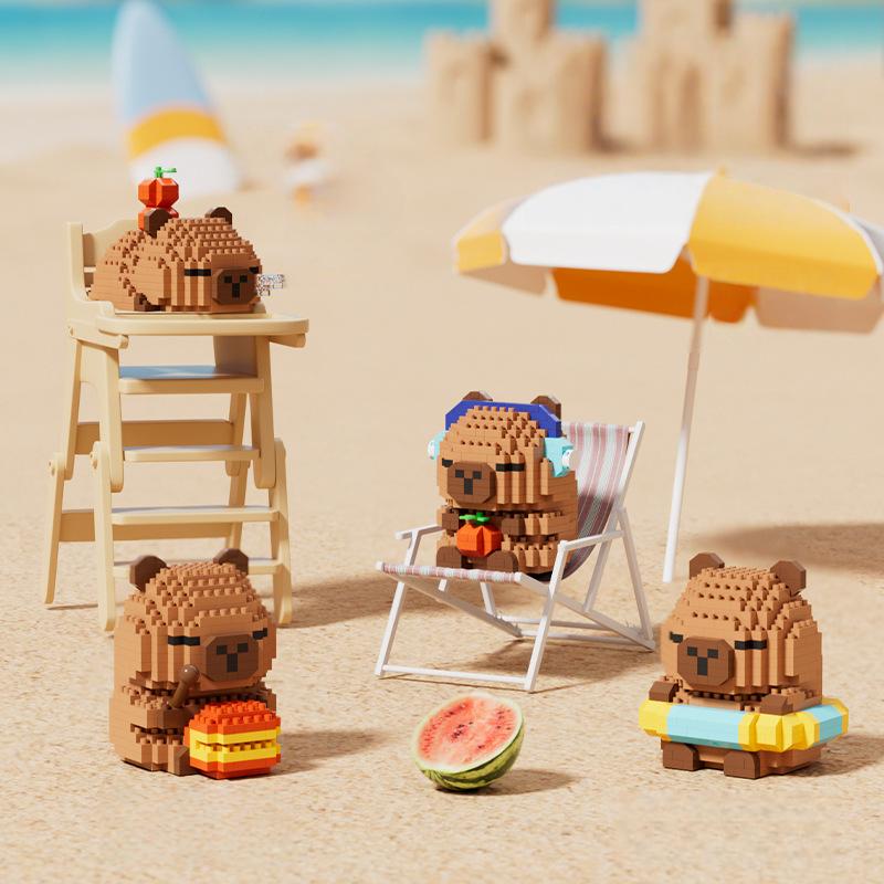 Neues Capigui Schwein Mikro-Bausteine Lernspielzeug Niedliches Schwimmring Capybar Pädagogische Gelegenheitsgeschenke