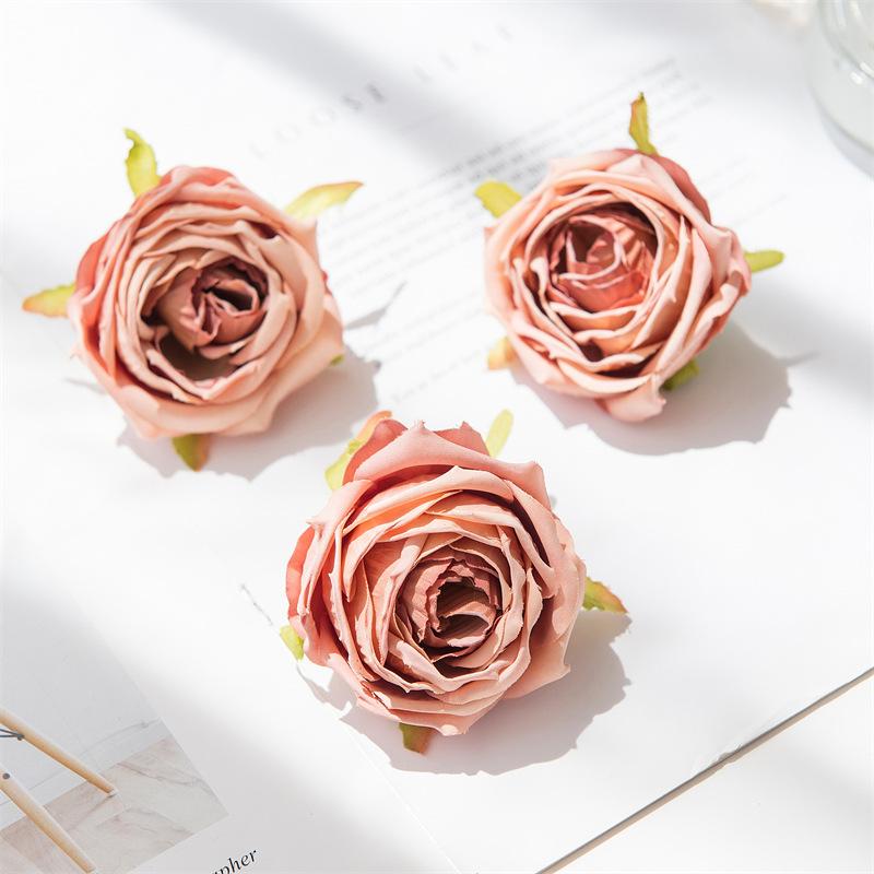 Große gerollte Kanten Rosenkopf Handgemacht DIY Künstliche Rosen Blumen Schößchen Hochzeitsblume Künstliche Requisiten Dekoration Kunstblumen