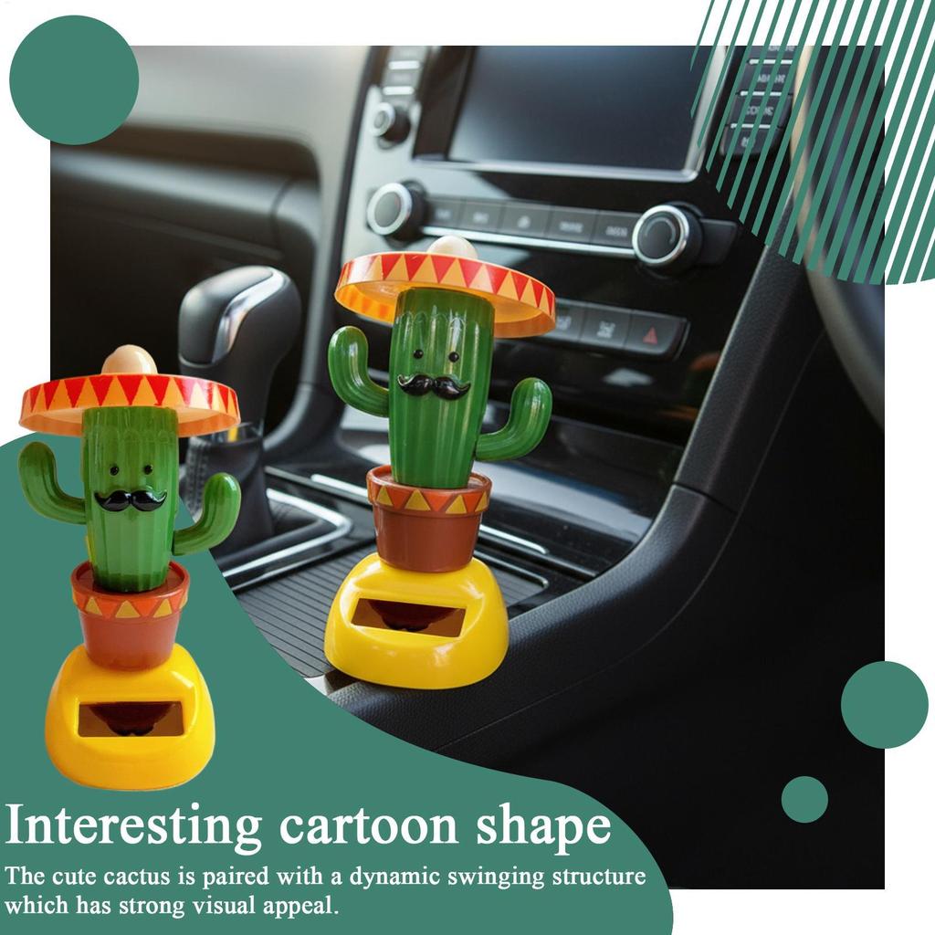 Dashboard Decor Solar Toys Cactus Shaking Head Cactus Toy Figures Car Ornaments For Dashboard For Auto Vehicle SUV Truck Sedan