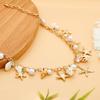 Single-piece beach seashell waist chain, faux pearl, starfish, and conch jewelry, a stylish accessory for beach vacations and pa