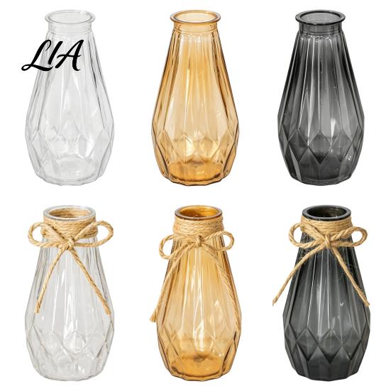 Clear Bud Vase Decorative Flower Vase, Transparent Glass Style Holder for Home Amber Decor, Modern Thickened Floral Container Fresh And Dried Flowers