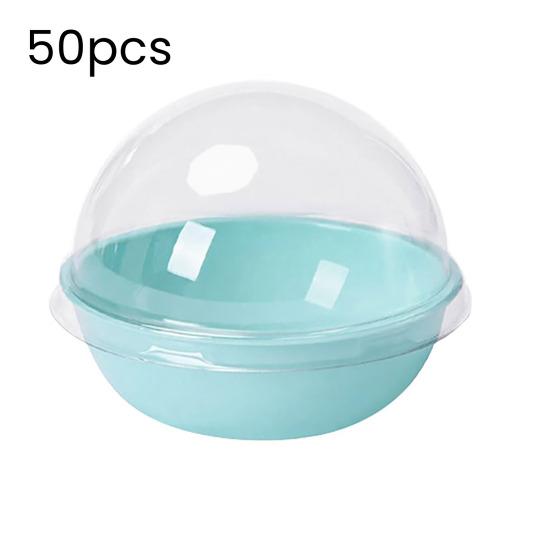 50Pcs Cake Packaging Box Set Transparent Plastic Mini Cupcake Boxes with Secure Lid Bakery Gift Box for Small Cakes Pastries Desserts Cookies