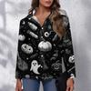Damen Halloween Bedrucktes Lässiges Halbgeöffneter Kragen Langarmhemd