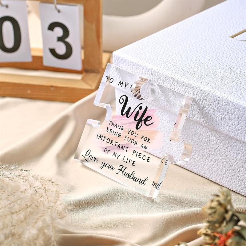 Engraved Acrylic Block Puzzle Piece Desk Display Gift for Mom Grandma Wife on Mothers Day from Daughter Son