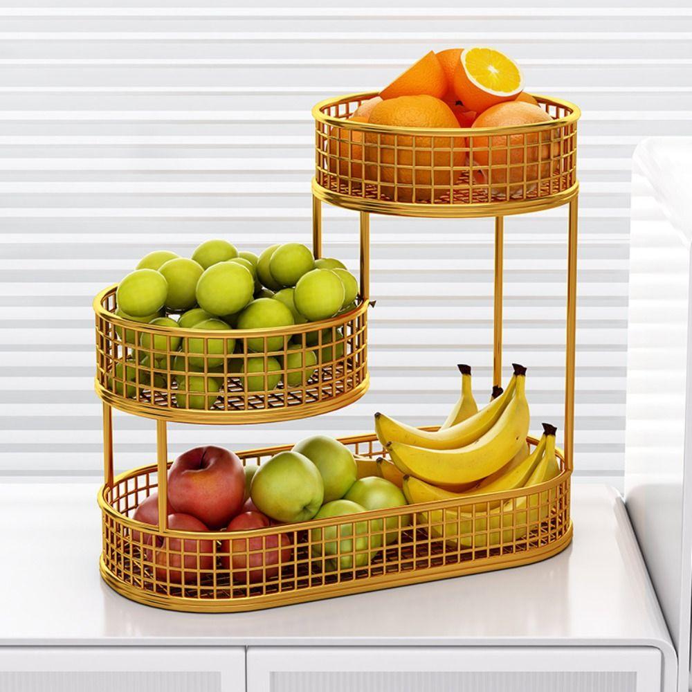 Multi Layer Countertop Fruit Basket Storage Fruit Vegetable Shelf Vegetable Rack Stand  Desktop